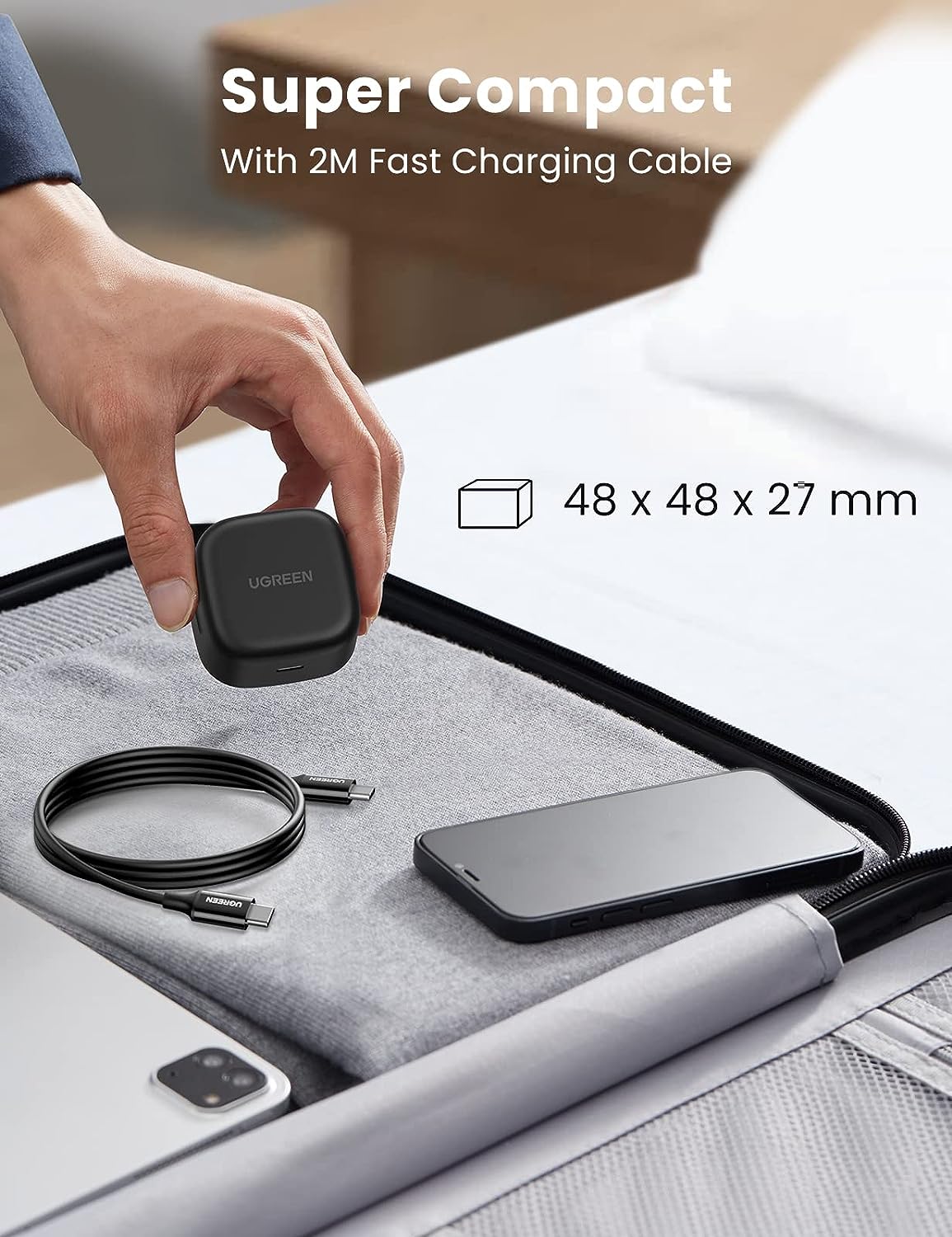 UGreen PD 25W Super Fast Charger Plug with USB-C Cable 2M - Black