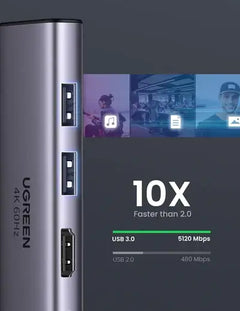 Ugreen 6-In-1 USB C To USB Hubs - Grey - GulfStore.com
