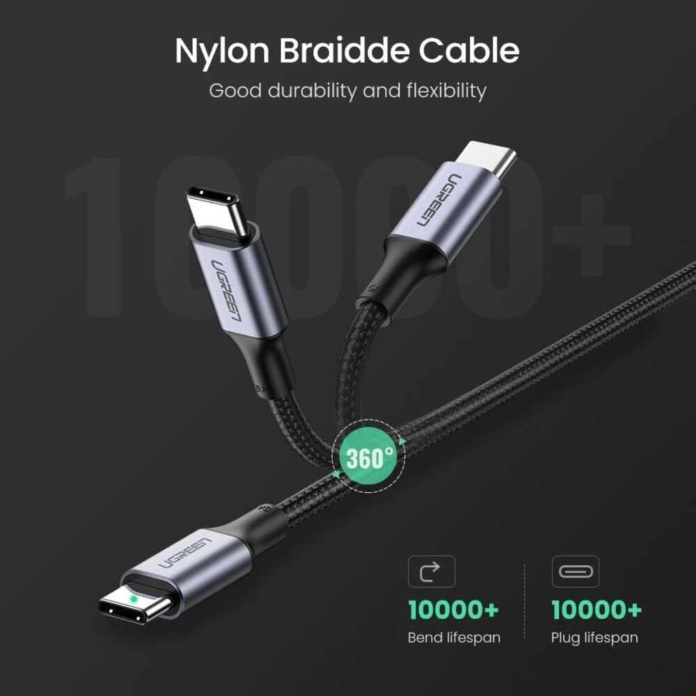 UGreen Type -C To C Cable Aluminum Braided 2.0 Male 5A Data Cable