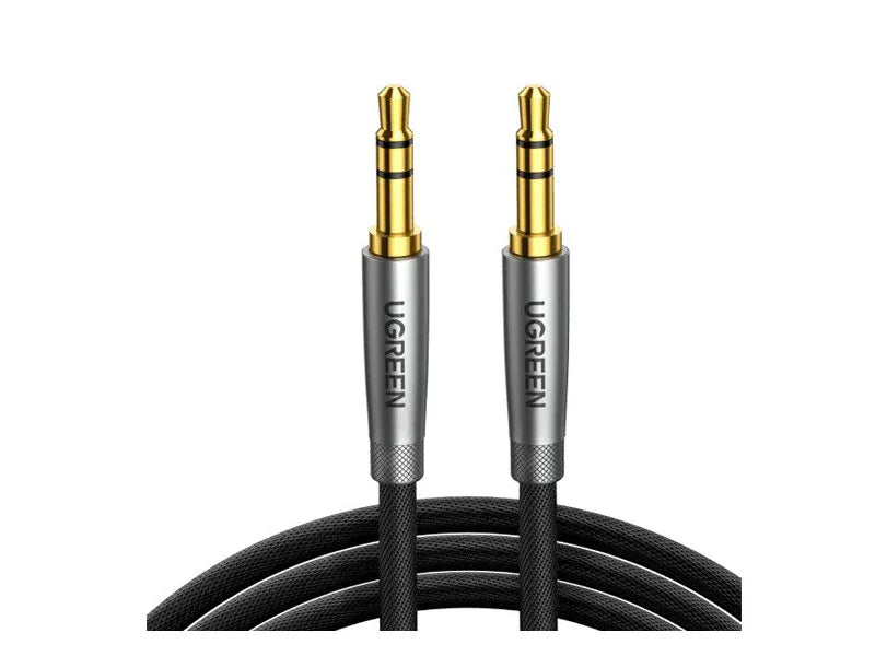 UGreen 0.5m 3.5mm Metal Alu Case Braided Audio Cable - Silver Gray