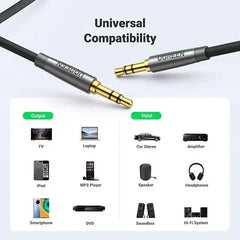 UGreen 0.5m 3.5mm Metal Alu Case Braided Audio Cable - Silver Gray - GulfStore.com