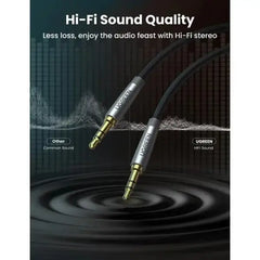 UGreen 0.5m 3.5mm Metal Alu Case Braided Audio Cable - Silver Gray - GulfStore.com