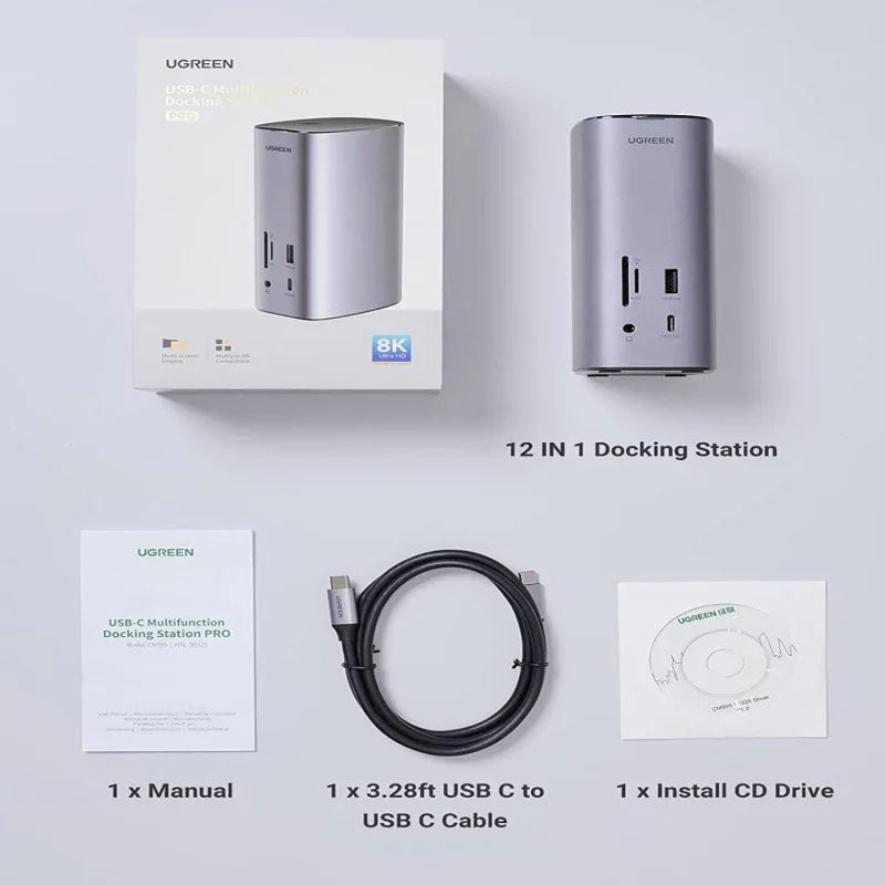 محطة إرساء UGreen USB C ثلاثية العرض (12 في 1)
