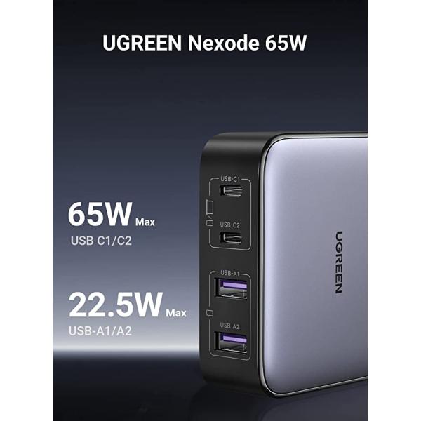 UGreen Nexode USB C Charger 65W GaN Desktop Charger 4 Ports