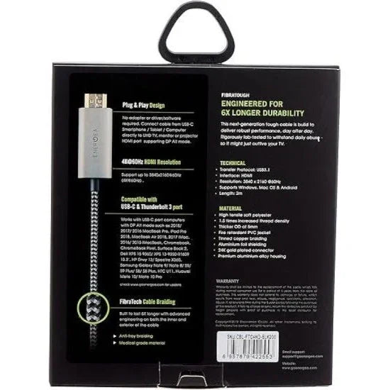 ENERGEA FIBRATOUGH USB-C TO HDMI CABLE 2M - BLACK