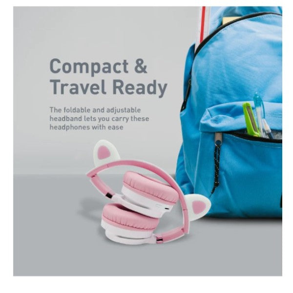 سماعات رأس لاسلكية للأطفال من بروميت بتصميم باندا كاواي - 1000 مللي أمبير / لون علكة الفقاعات