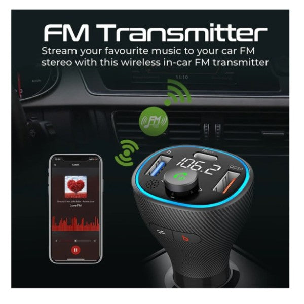 Promate 38W Universal Wireless Hands-free Kit with FM Transmitter - PowerTune-38W