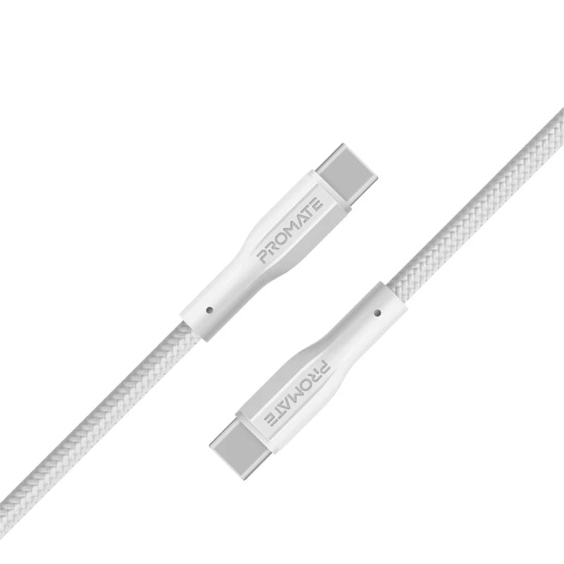PROMATE - xCord-CC 1M High Tensile Strength Data & Charge USB-C Cable - White