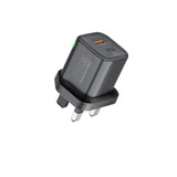 Promate Ultra-Fast Dual Port AC Charger with 25W Power Delivery and QC 3.0, Black - PowerPort-25AC