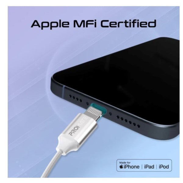 سماعة أذن أحادية سلكية مريحة داخل الأذن من بروميت، معتمدة من MFI، مزودة بموصل لايتنينج - أبيض