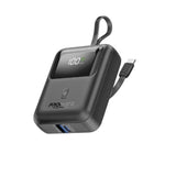 بنك طاقة بروميت فائق الصغر بسعة 10000 مللي أمبير، بقوة 35 واط، بتقنية SuperSpeed™، مزود بكابل USB-C مدمج - أسود