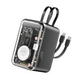 بنك طاقة بروميت شفاف بسعة 20000 مللي أمبير وقوة 65 واط لشحن أجهزة متعددة، مزود بكابل USB-C وكابل Lightning مدمجين، أسود - Mavrix-20