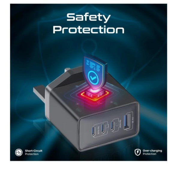 67W Power Delivery GaNFast™ Charger with Quick Charge 3.0 - Black