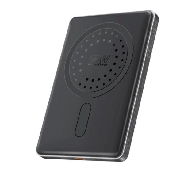 باور بانك بروميت 5000 مللي أمبير، مصنوع من الألومنيوم فائق النحافة، متوافق مع تقنية ماج سيف للشحن اللاسلكي، BLADE-5 - أسود