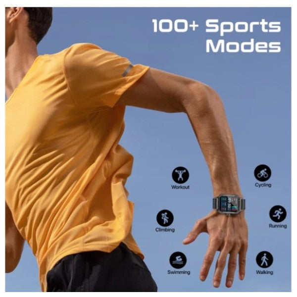 Promate ActivLife Curved AMOLED Screen Smartwatch with Bluetooth Calling, Black