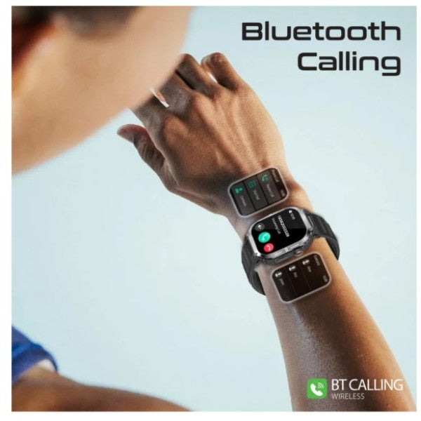 Promate SportFit Tough-Built Smartwatch with Bluetooth Calling, Black