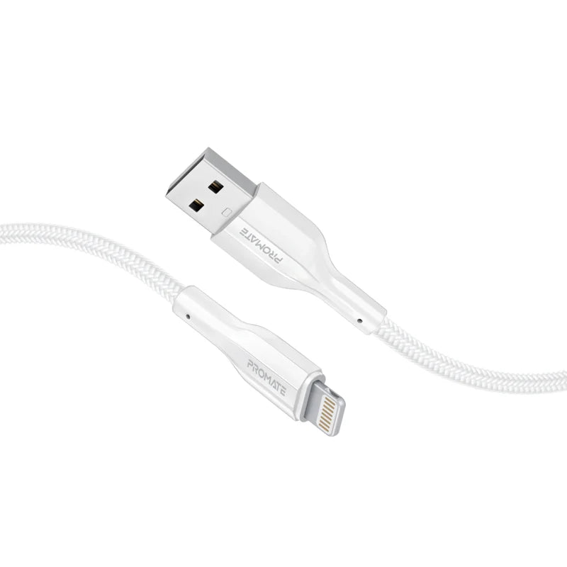 PROMATE 2M Super-Flexible USB to Lightning Connector Cable • 2A Standard Charging - White