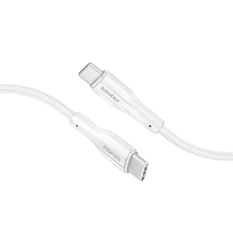 PROMATE 2M Super-Flexible 60W USB-C to USB-C Cable • 2A Standard Charging - White