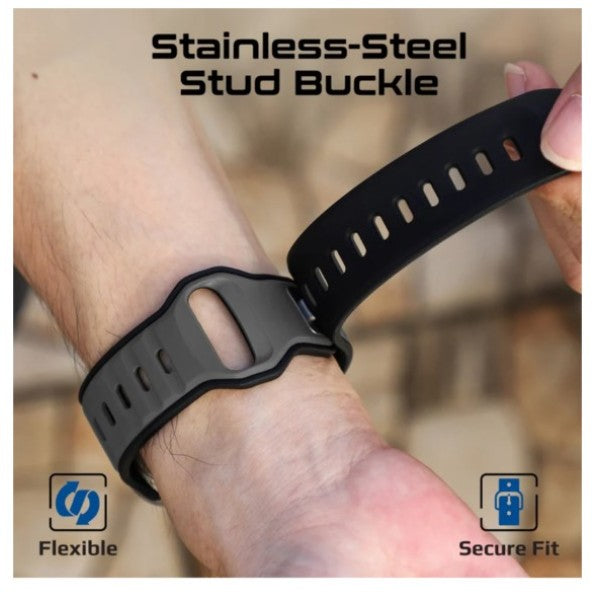 Promate Durable Two-Toned Silicone Sporty Apple Watch Band, Black