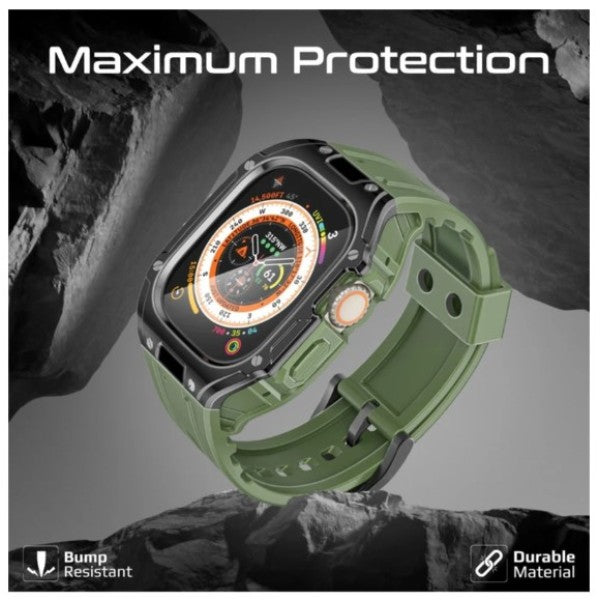 Promate Durable Protection Apple Watch Case with TPU Watch Band, Midnight Green