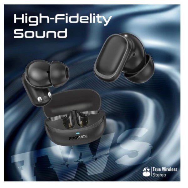 Promate High-Definition Lush-Pro TWS Earbuds with Intellitouch, Black