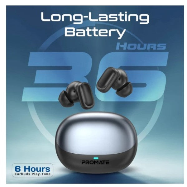 Promate High-Definition Lush-Pro TWS Earbuds with Intellitouch, Black