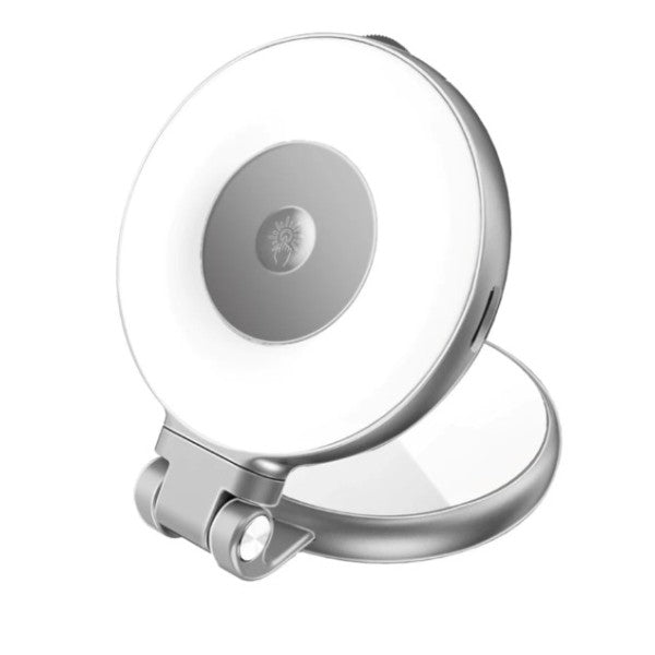 مصباح حلقي LED قابل لإعادة الشحن، قابل للدوران 360 درجة، فائق النحافة، متوافق مع MagSafe، رمادي اللون - Maghalo Pro