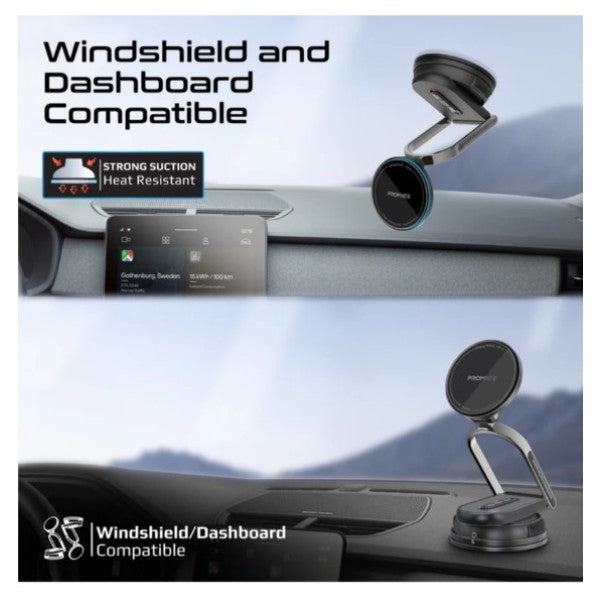Promate Versatile Ultra-Thin Cradleless 15W MagSafe Compatible Car Charging Mount - MagNeo-15W