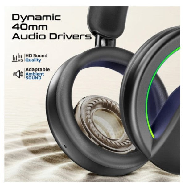 سماعات رأس لاسلكية مفتوحة الأذن من بروميت نوفون مع ميكروفون قابل للفصل، لون أسود