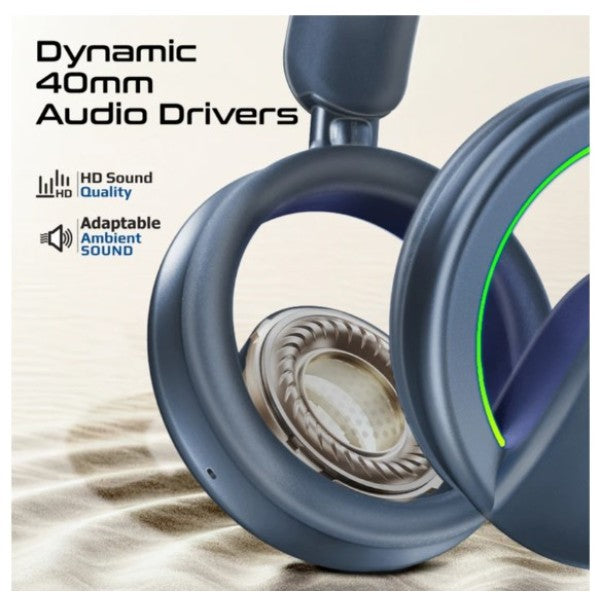 سماعات رأس لاسلكية مفتوحة الأذن من بروميت نوفون مع ميكروفون قابل للفصل، لون أزرق