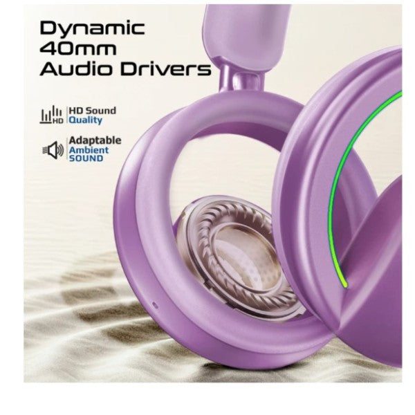 High-Fidelity Open Ear Wireless Over-Ear Headphones with Detachable Mic - Purple