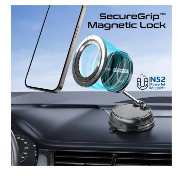 Promate 360° Cradleless 15W MagSafe Compatible SmartPhone Car Charger Mount - RevoMount