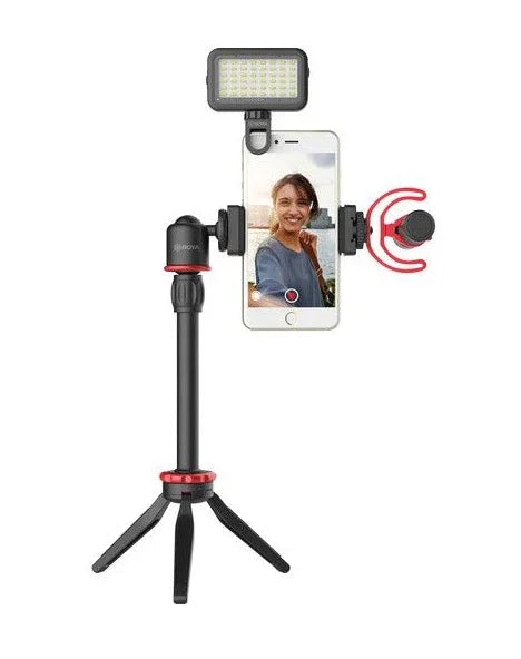 مجموعة BOYA BY-VG350 SMARTPHONE VLOGGER PLUS مع BY-MM1 وميكروفون وإضاءة LED وملحقات