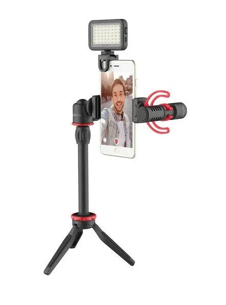 مجموعة BOYA BY-VG350 SMARTPHONE VLOGGER PLUS مع BY-MM1 وميكروفون وإضاءة LED وملحقات