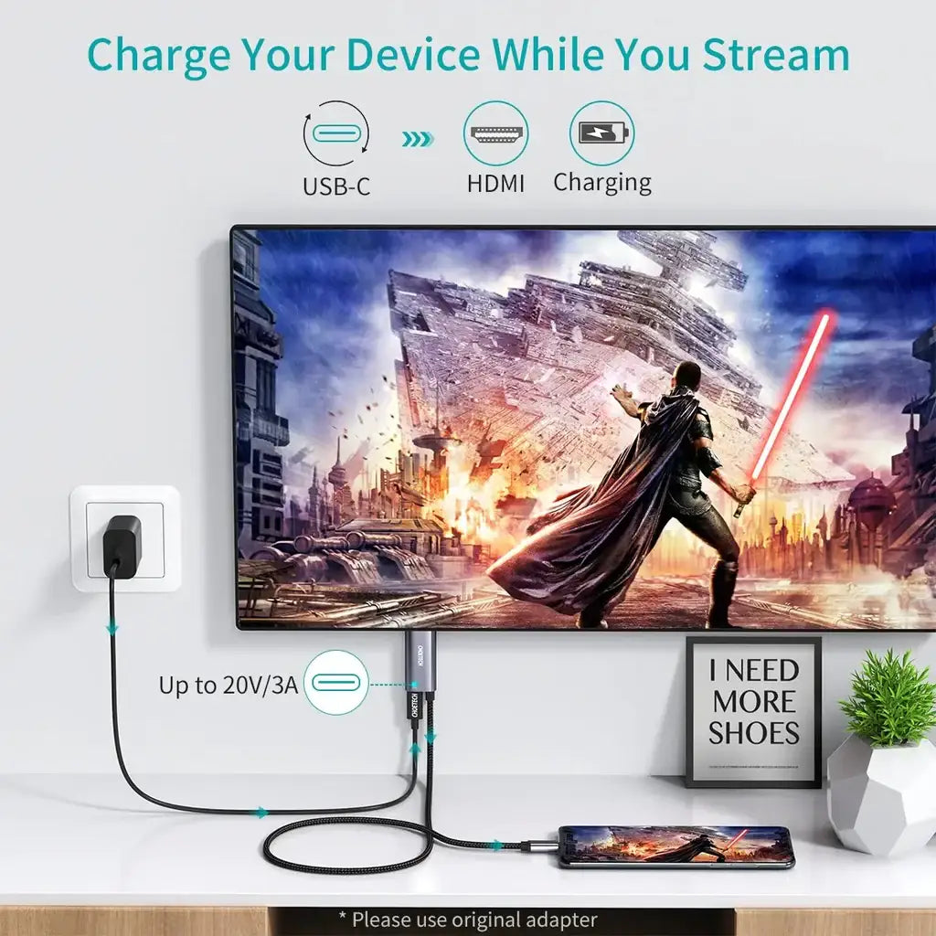 Choetech USB-C to HDMI Cable with PD Charging XCH-M180GY - GulfStore.com