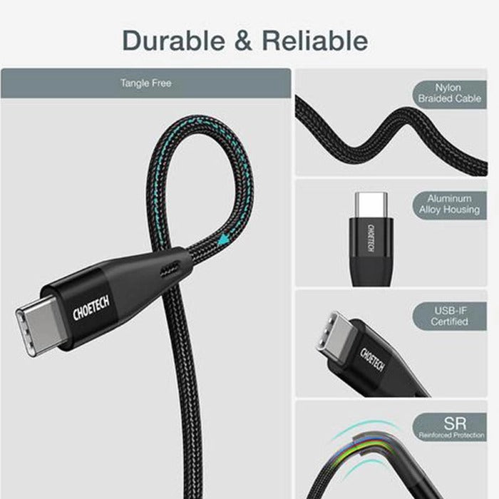 Choetech USB-C To USB-C PD 60W Cable 1.2m - Black