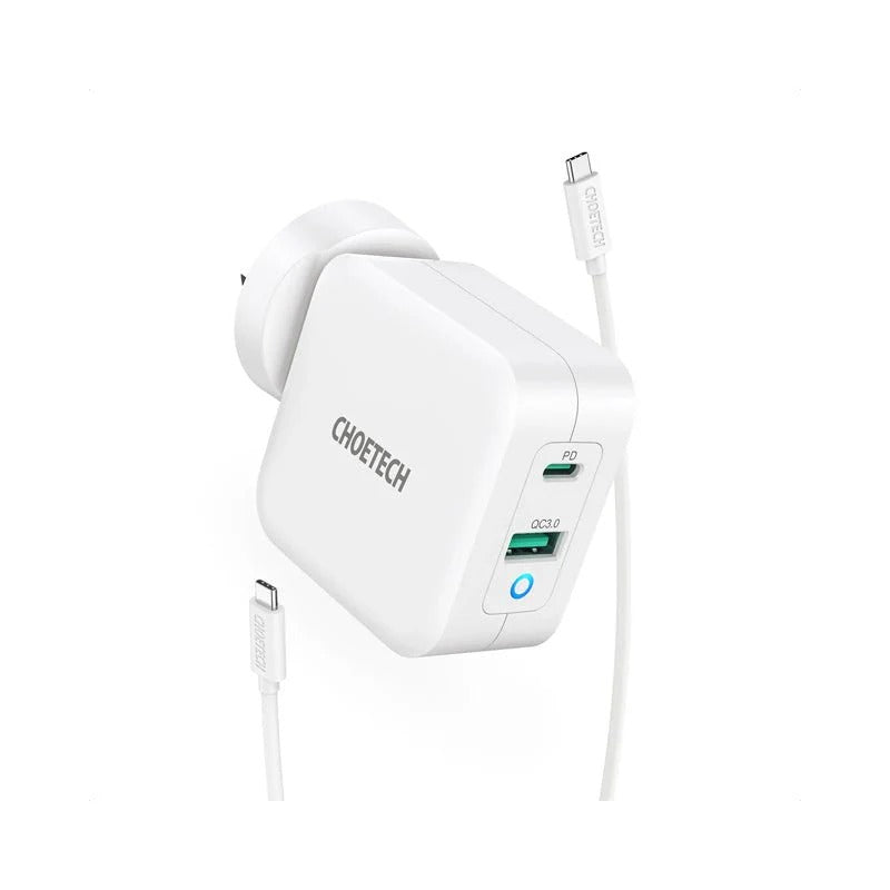 Choetech GaN Dual Port Charger - 65W / Type-C / White