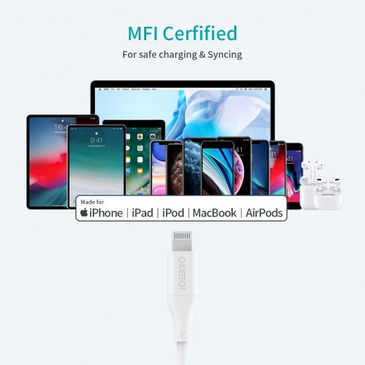 Choetech 1.2M USB-C TO LIGHTNING CABLE IP0040 - White