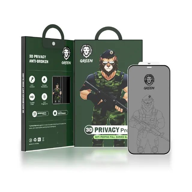 جرين - شاشة حماية زجاجية للخصوصية باللون الأخضر ايفون 11 برو ماكس 6.5 - اسود