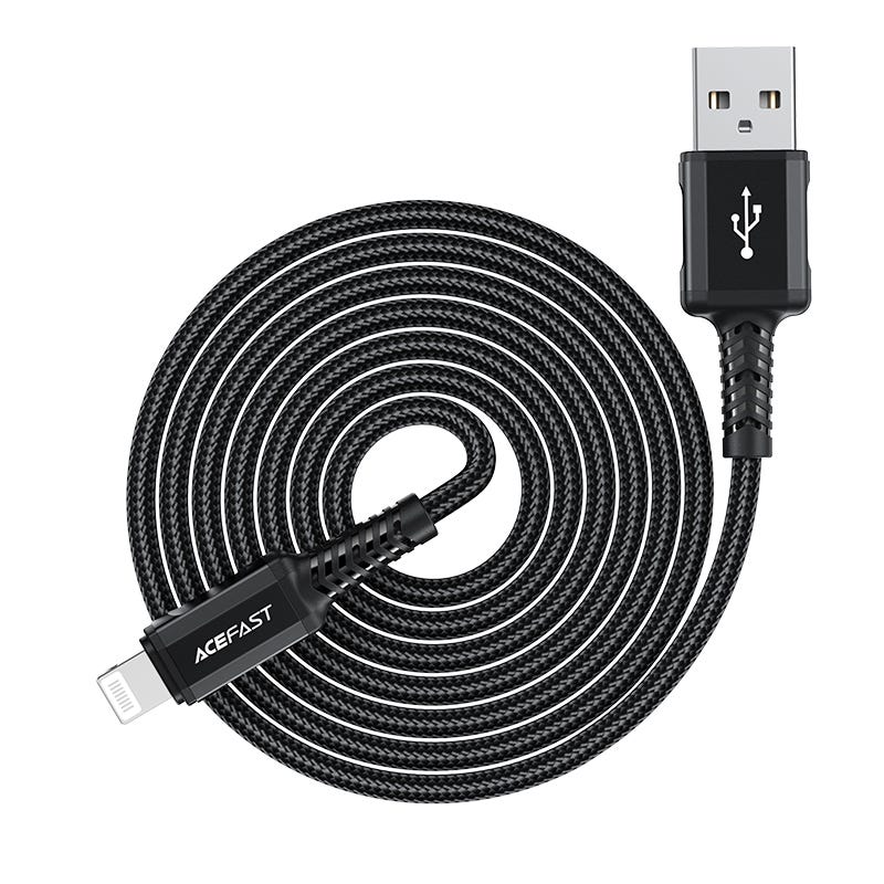 AceFast | 15890 | C4-02 | Usb A To Lightning Aluminum Alloy Charging Data Cable(1.8M) | Black - GulfStore.com
