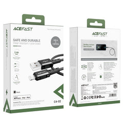 AceFast | 15890 | C4-02 | Usb A To Lightning Aluminum Alloy Charging Data Cable(1.8M) | Black - GulfStore.com