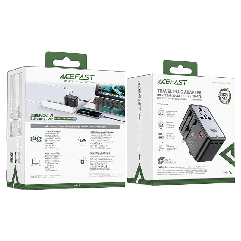 Acefast Charging Adapter Z1 2300W + PD75W GaN (3xUSB-C+2xUSB-A)