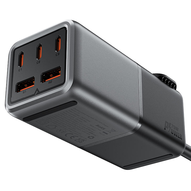 Acefast  Fast Charge Power Strip Z3 PD75W GaN (3xUSB-C+2xUSB-A) UK