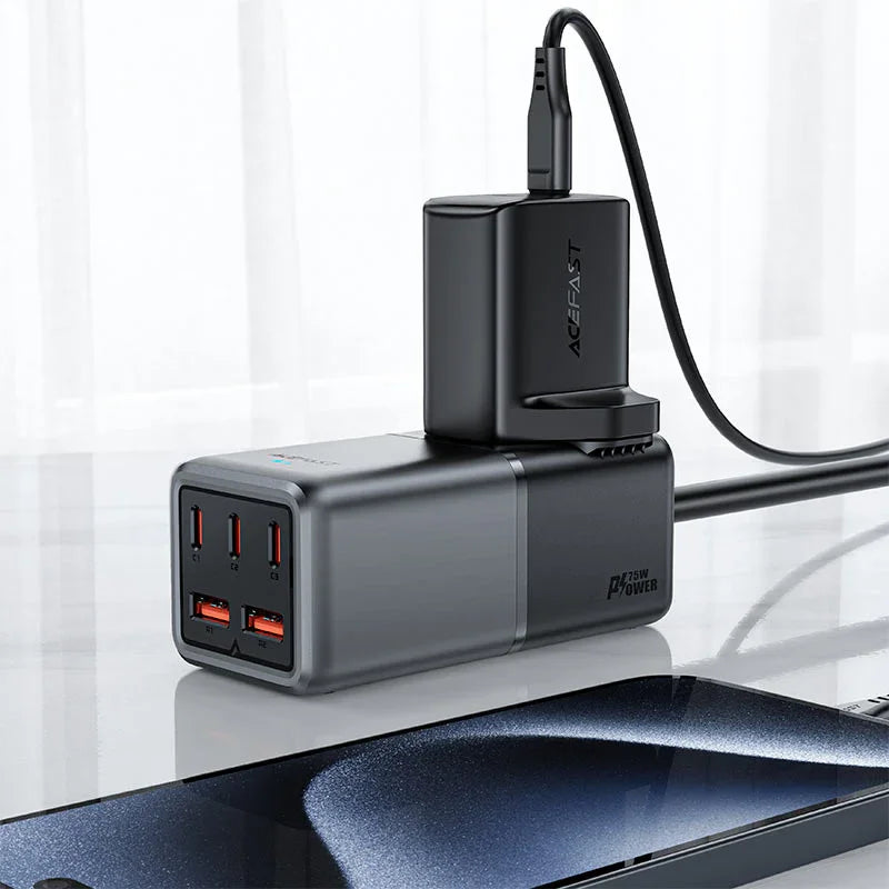 شريط الطاقة Acefast Fast Charge Z3 PD75W GaN (3xUSB-C+2xUSB-A) المملكة المتحدة