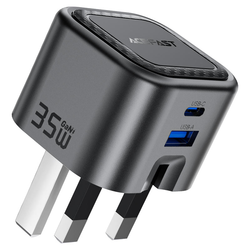 AceFast | 18498 | A120 | PD35W Folding Gan (A+C) Charger Metal Gray| UK | Black