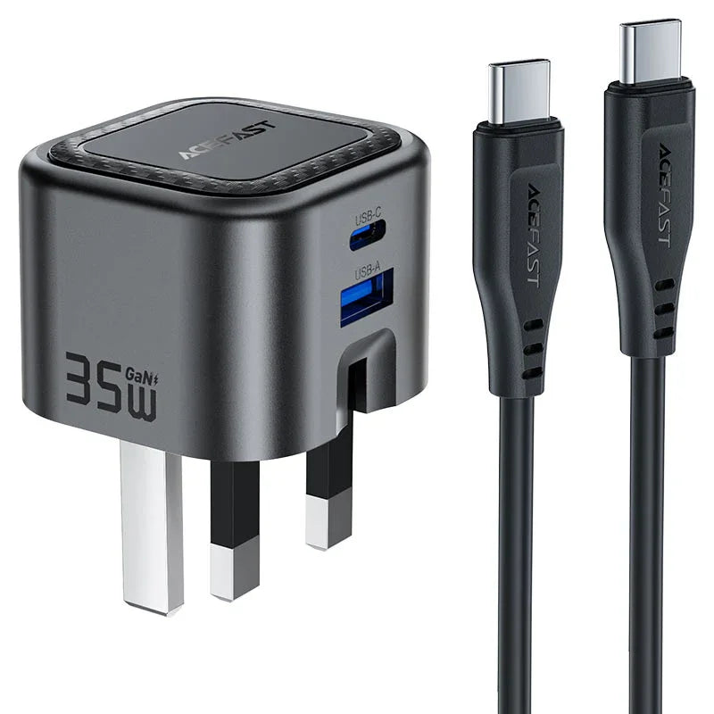 AceFast | 18499 | A120 | PD35W Folding Gan (A+C) Charger Display Set (P5) Metal Gray| UK | Black