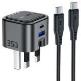 AceFast | 18499 | A120 | PD35W Folding Gan (A+C) Charger Display Set (P5) Metal Gray| UK | Black