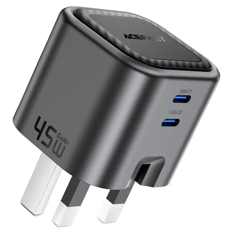 AceFast | 18500 | A121 | PD45W Folding Gan (C+C) Charger Metal | Black