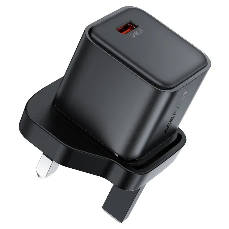 AceFast | 18494 | A124 | PD30W Gan (Usb C) Charger Display Set (P5) | UK | Black