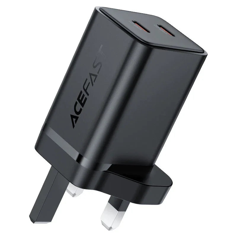 AceFast | 18497 | A128 | PD45W Gan (Usb C+Usb C) Charger | UK | Black
